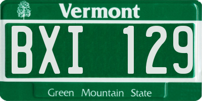 VT license plate BXI129