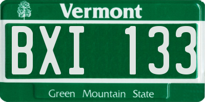 VT license plate BXI133