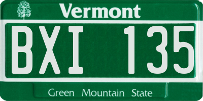 VT license plate BXI135