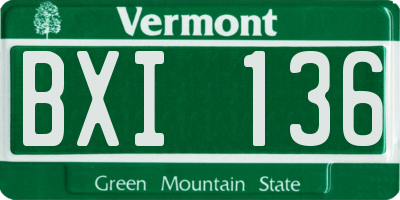 VT license plate BXI136