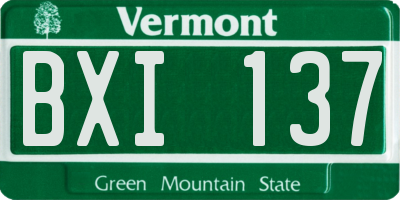 VT license plate BXI137