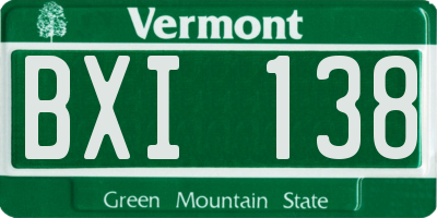VT license plate BXI138