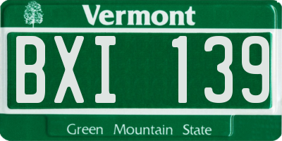 VT license plate BXI139