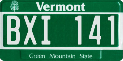 VT license plate BXI141