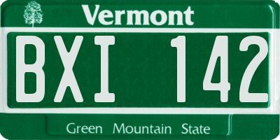 VT license plate BXI142