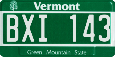 VT license plate BXI143