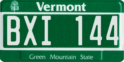 VT license plate BXI144