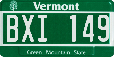VT license plate BXI149