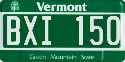 VT license plate BXI150