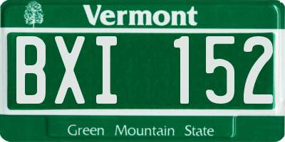 VT license plate BXI152