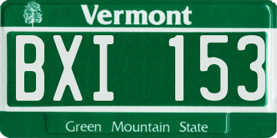 VT license plate BXI153