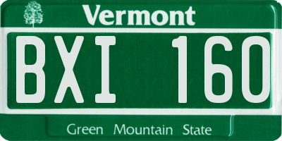 VT license plate BXI160