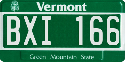 VT license plate BXI166
