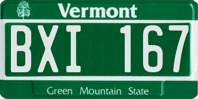VT license plate BXI167