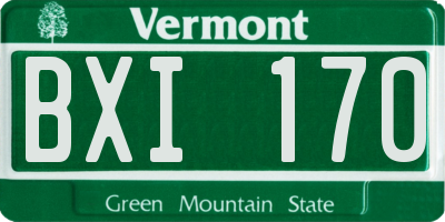 VT license plate BXI170
