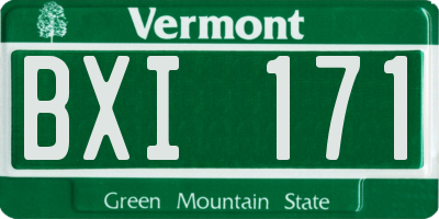 VT license plate BXI171