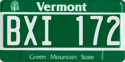 VT license plate BXI172