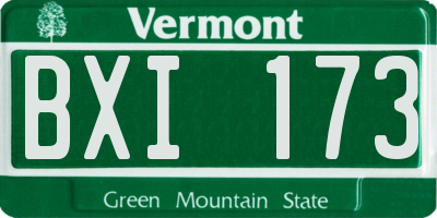 VT license plate BXI173