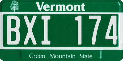 VT license plate BXI174
