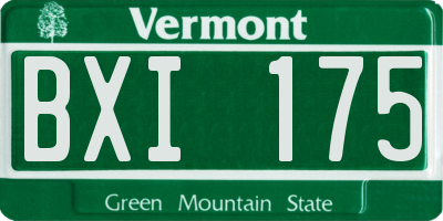 VT license plate BXI175