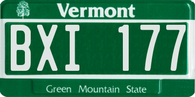 VT license plate BXI177