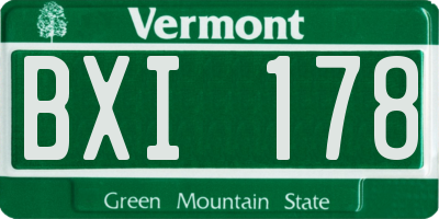 VT license plate BXI178
