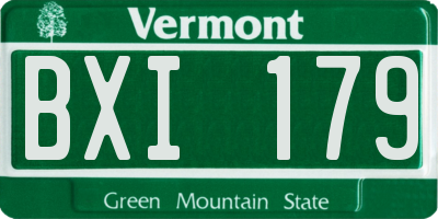 VT license plate BXI179