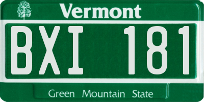 VT license plate BXI181