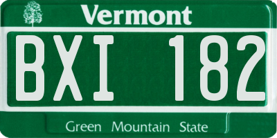 VT license plate BXI182