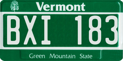 VT license plate BXI183