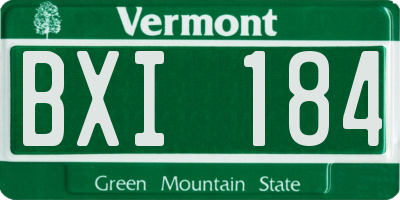 VT license plate BXI184