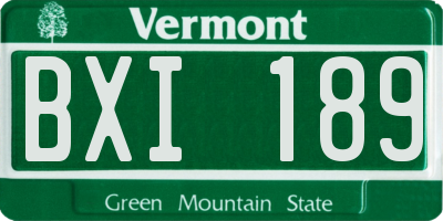 VT license plate BXI189