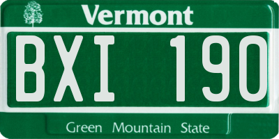 VT license plate BXI190