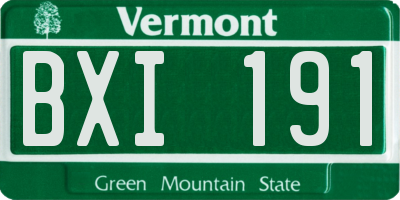 VT license plate BXI191