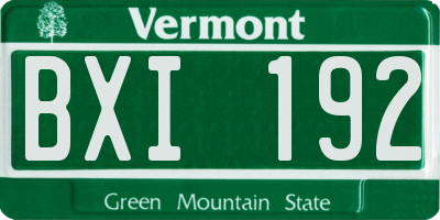 VT license plate BXI192
