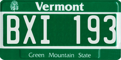 VT license plate BXI193