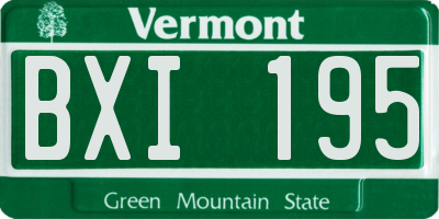 VT license plate BXI195
