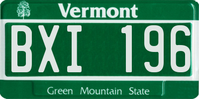 VT license plate BXI196