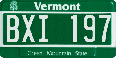 VT license plate BXI197