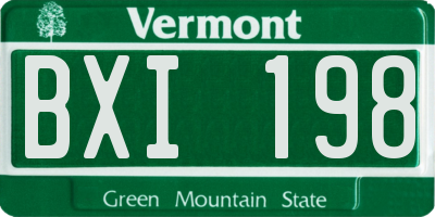 VT license plate BXI198