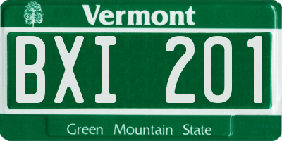 VT license plate BXI201