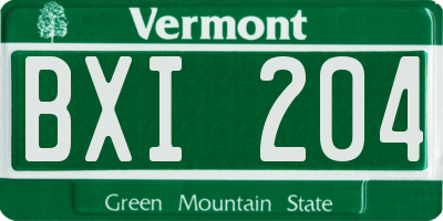 VT license plate BXI204