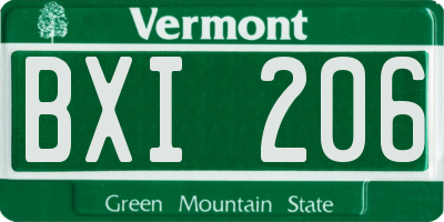 VT license plate BXI206