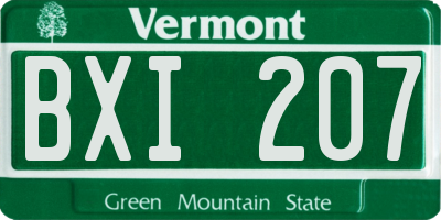 VT license plate BXI207