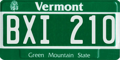 VT license plate BXI210
