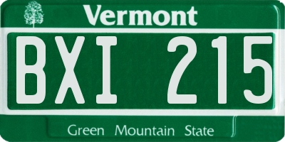 VT license plate BXI215