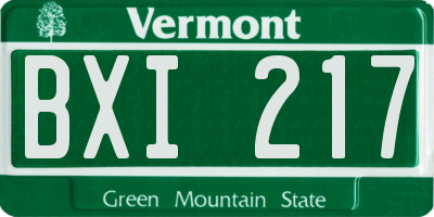VT license plate BXI217