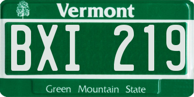 VT license plate BXI219