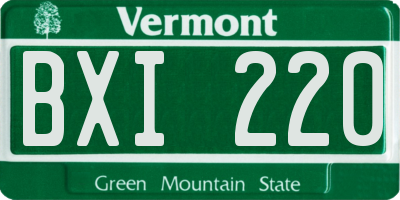 VT license plate BXI220
