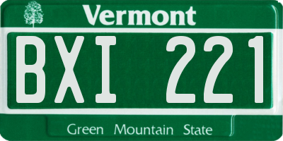 VT license plate BXI221